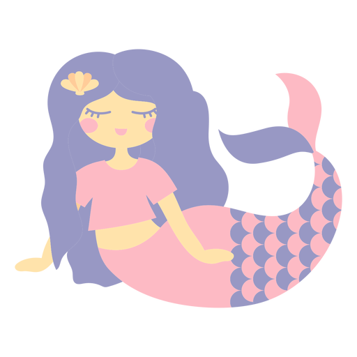Calm mermaid character flat PNG Design
