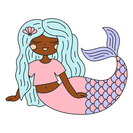 Calm mermaid character illustration PNG Design