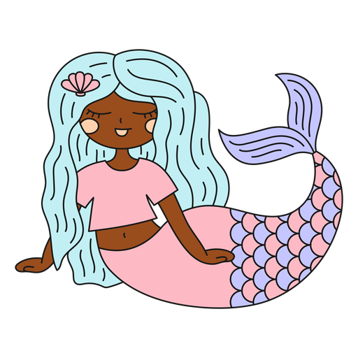 Ilustração de personagem de sereia calma Desenho PNG