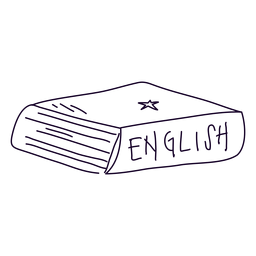 Doodle de libro en inglés Diseño PNG