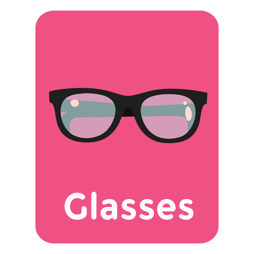 Flashcard de vocabulario de gafas Descargar PNG/SVG transparente