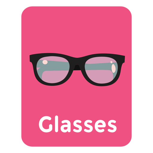 Flashcard de vocabulario de gafas Diseño PNG