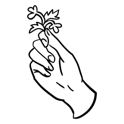 Grabbing tiny plant stroke PNG Design