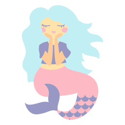Feliz personaje de sirena plana Diseño PNG