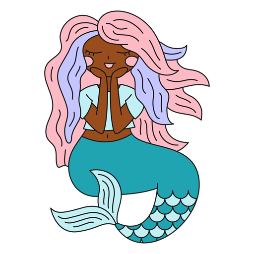 Happy mermaid character illustration PNG Design