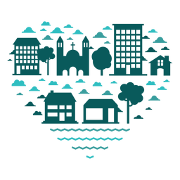 Heart of buildings PNG Design