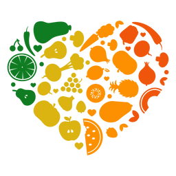 Coração de frutas e vegetais Desenho PNG