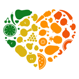 Corazón de frutas y verduras Transparent PNG