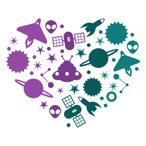 Heart of space items PNG Design