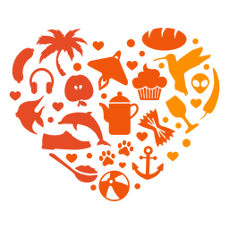 Corazón de artículos de verano Diseño PNG