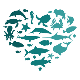 Heart Sea Animals PNG & SVG Design For T-Shirts