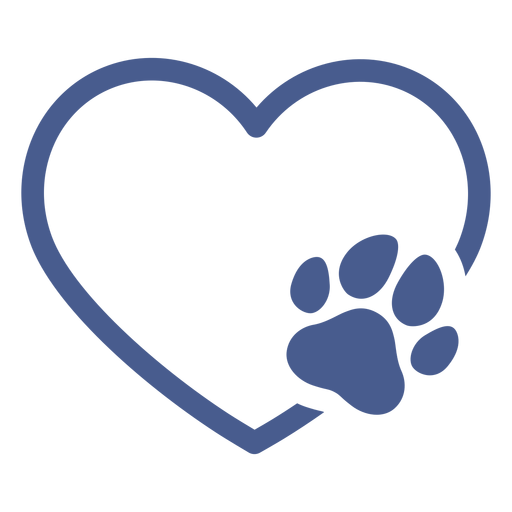 Herz mit Hund Fu?abdruck Schlaganfall PNG-Design
