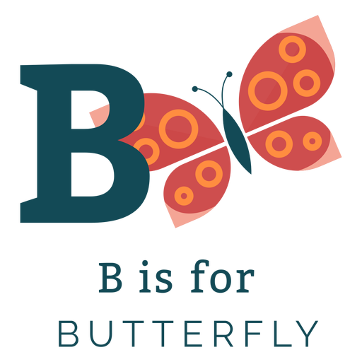 Alfabeto de letra b mariposa Diseño PNG
