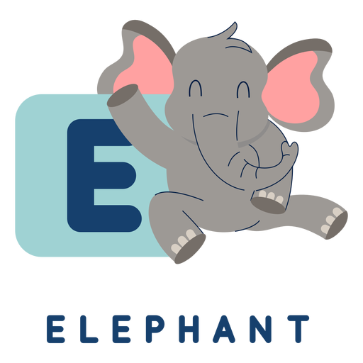 Buchstabe e Elefantenalphabet PNG-Design