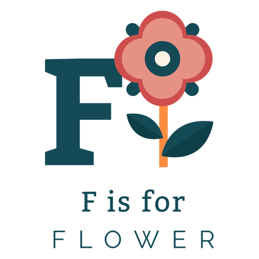 Alfabeto de flores letra f Diseño PNG