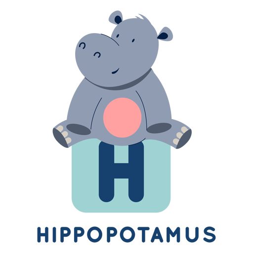 Alfabeto de letra h hipopótamo Diseño PNG