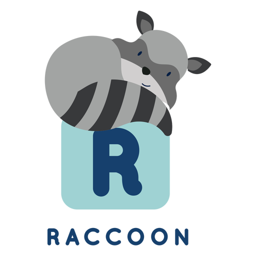 Letter r raccoon alphabet