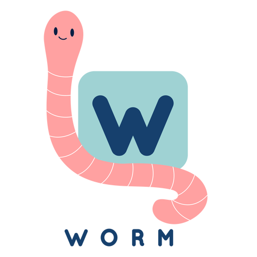 Alfabeto de worm letra w Desenho PNG