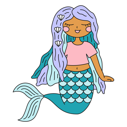 Mermaid shells character illustration PNG Design