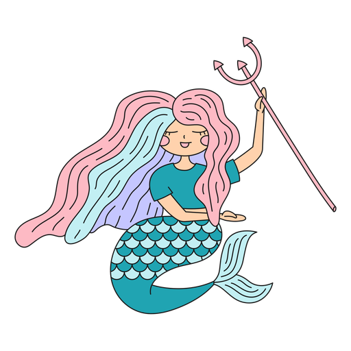 Mermaid trident character illustration