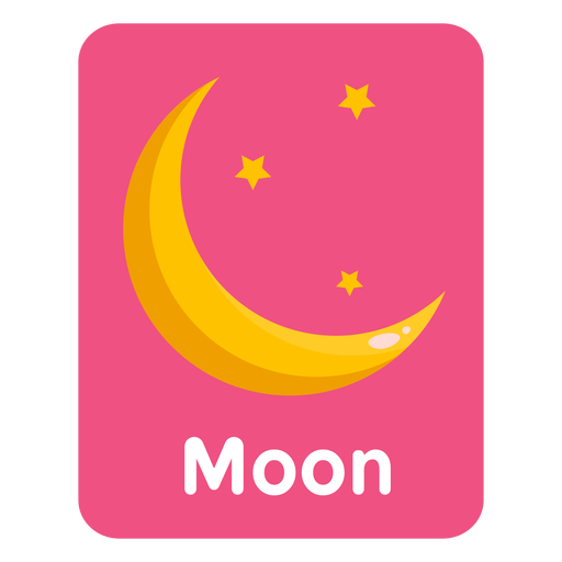 Moon vocabulary flashcard PNG Design