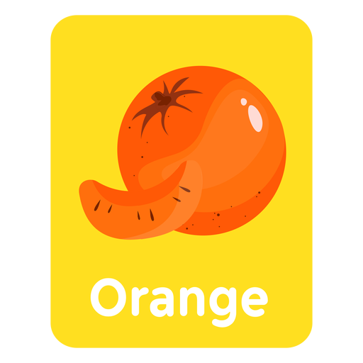 Flashcard de vocabulario naranja Diseño PNG