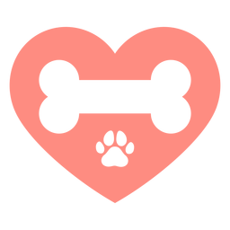 Pink heart bone dog footprint flat PNG Design Transparent PNG