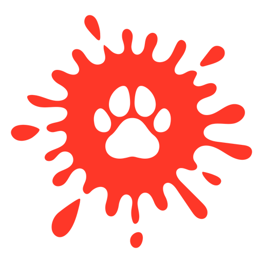 Pegada de cachorro splash vermelho plana