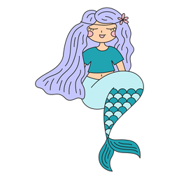 Relaxed Mermaid Character Illustration PNG & SVG Design For T-Shirts