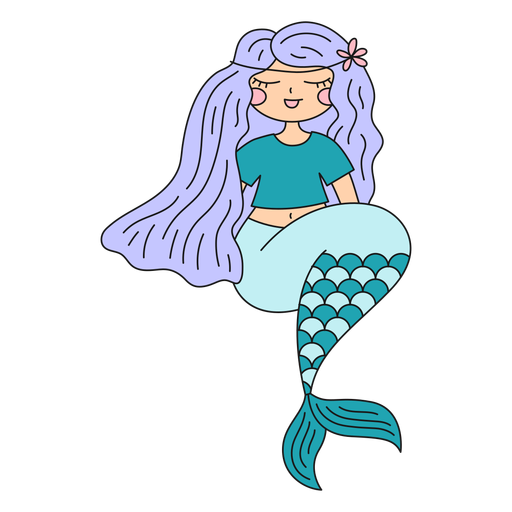 Relaxed mermaid character illustration PNG Design