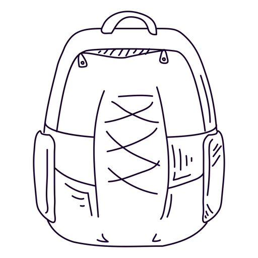 Doodle de mochila escolar Diseño PNG