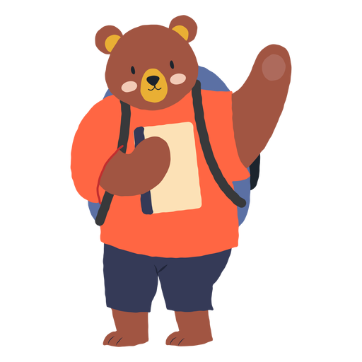 Studying bear character PNG Design