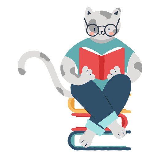 Estudiar el personaje del gato Diseño PNG