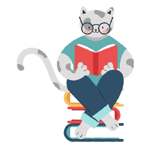 Studying cat character PNG Design