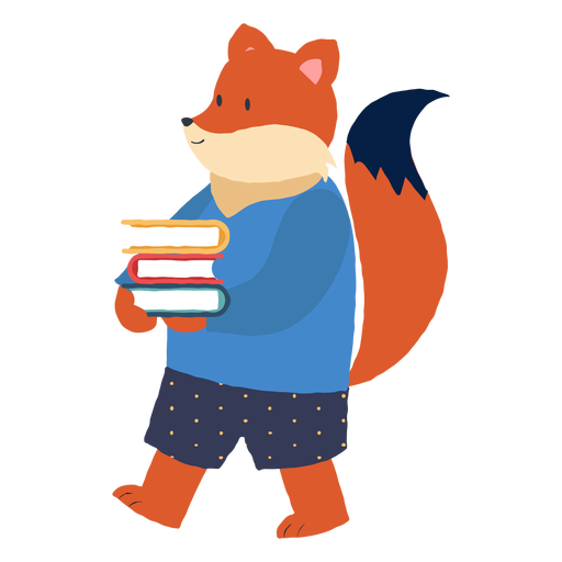 Studying fox character PNG Design
