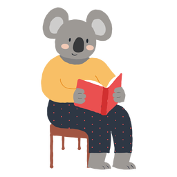Studying koala character PNG Design