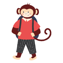 Studying monkey character PNG Design
