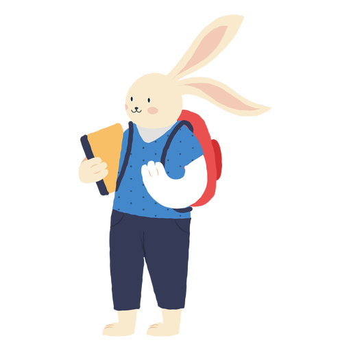Studying rabbit character PNG Design