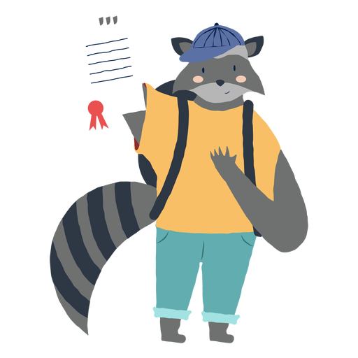Studying raccoon character PNG Design