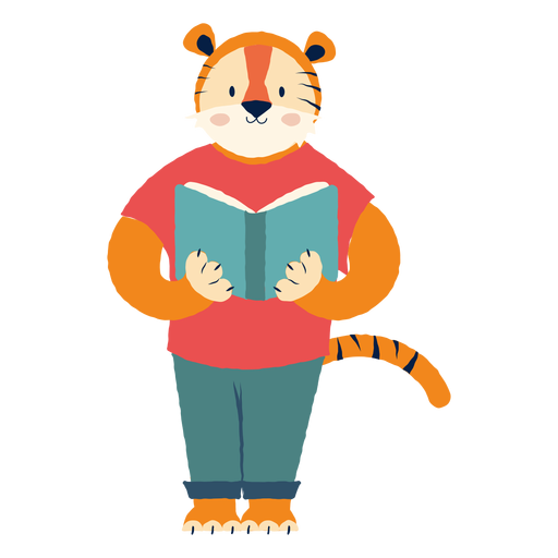 Studying tiger character PNG Design