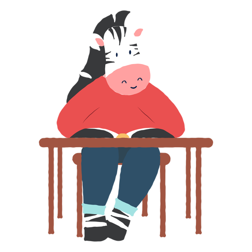Studying zebra character PNG Design