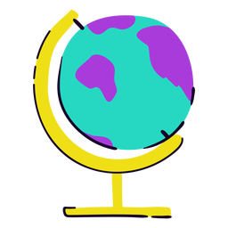 Yellow globe flat PNG Design