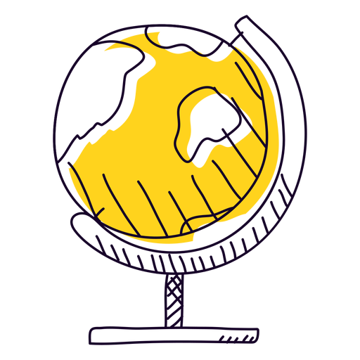 Yellow globe hand drawn PNG Design