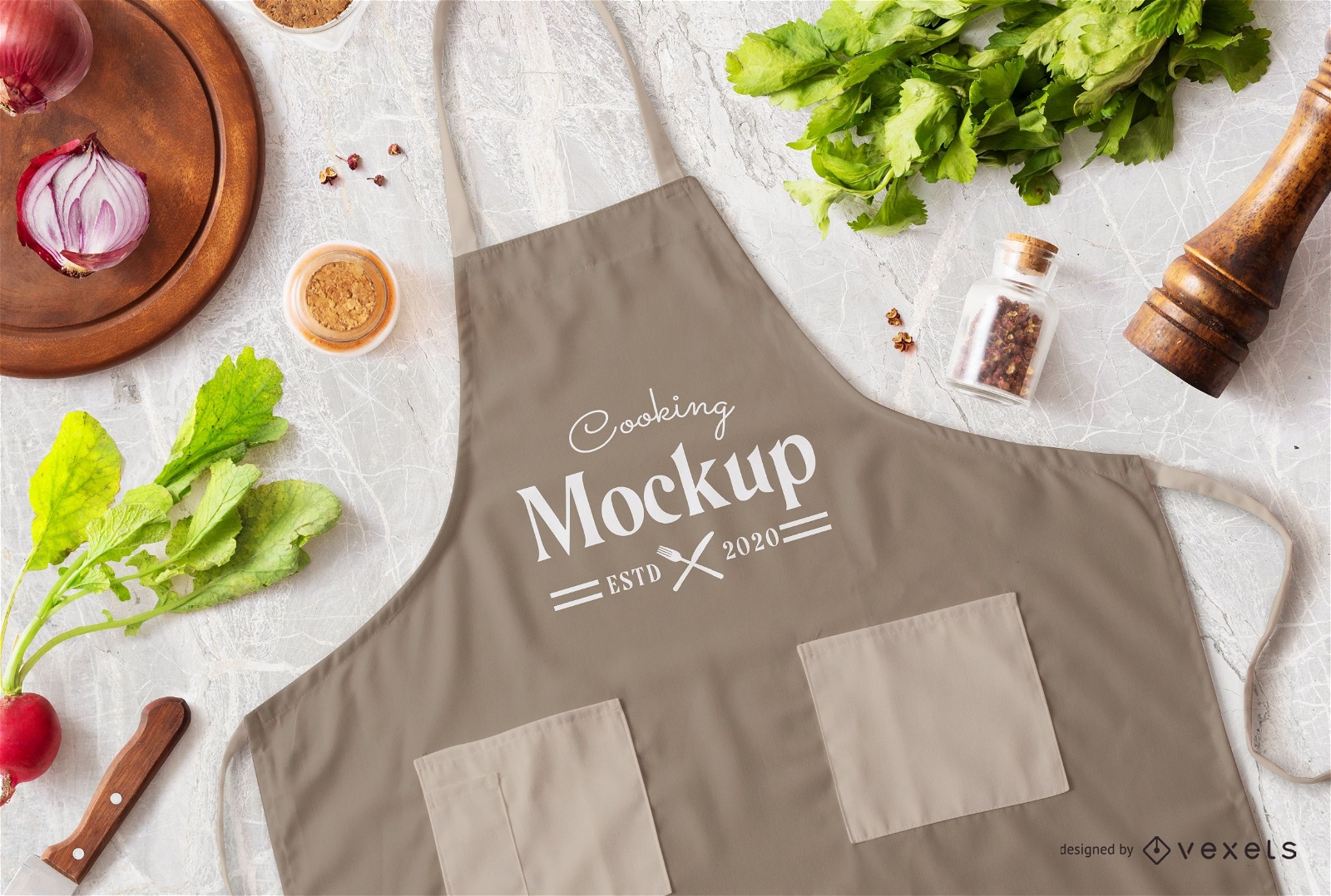 Cooking apron mockup composition