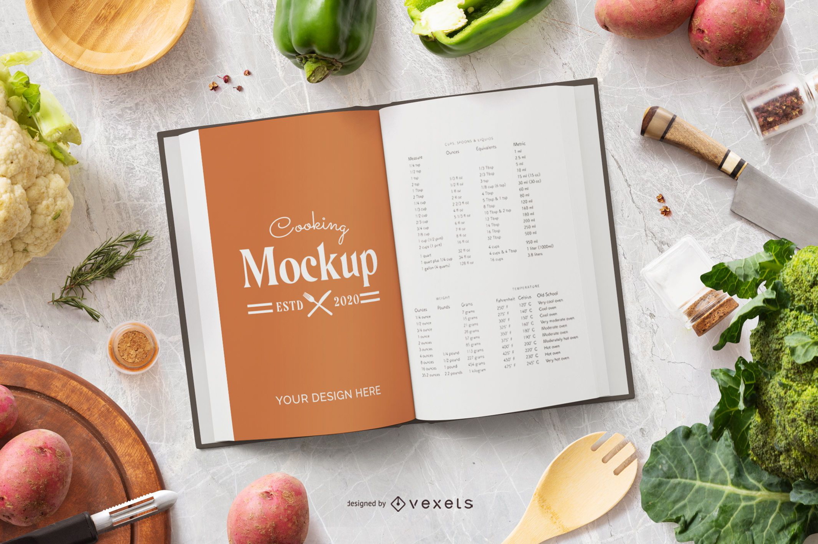 Cooking book mockup composition
