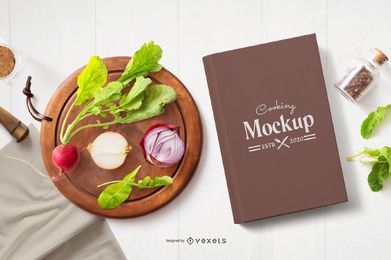 Composição de maquete de capa de livro de culinária