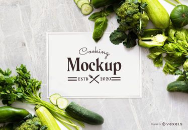 Green vegetables mockup composition