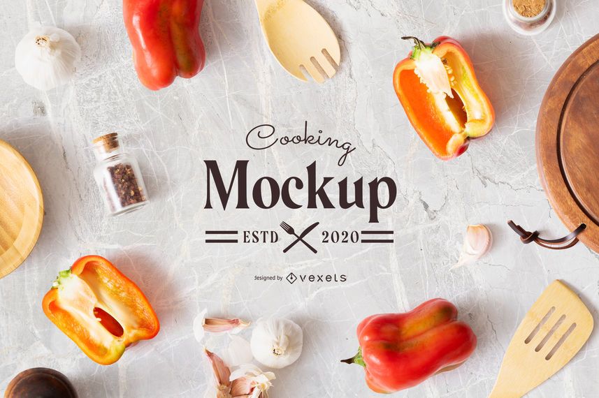Cooking Table Mockup Composition Cooking Table Mockup Composition