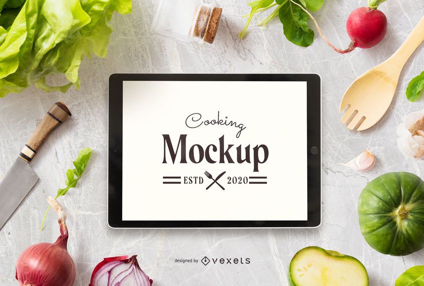 Cooking Ipad Mockup Composition PSD Mockup Download