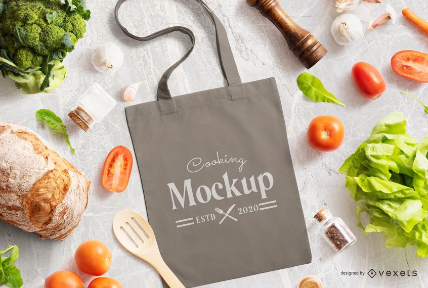 Tote Bag Cooking Mockup Composition Tote Bag Cooking Mockup Composition